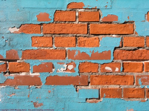 overpaintedpeelingbricks "Overpainted peeling bricks" from a great free texture library at mayang.com/textures